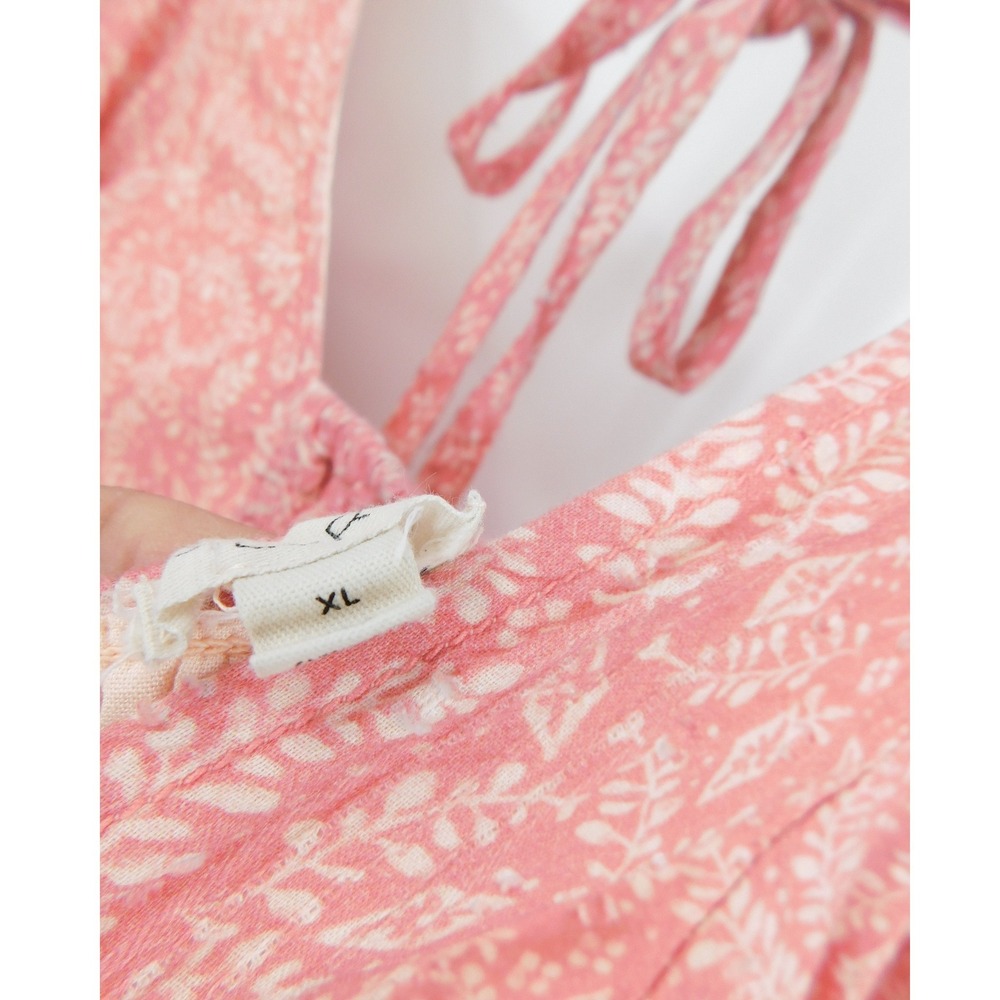 Pilcro Anthropologie Pink White Floral Puff Sleeve Babydoll Mini Dress‎ XL - Picture 5 of 7